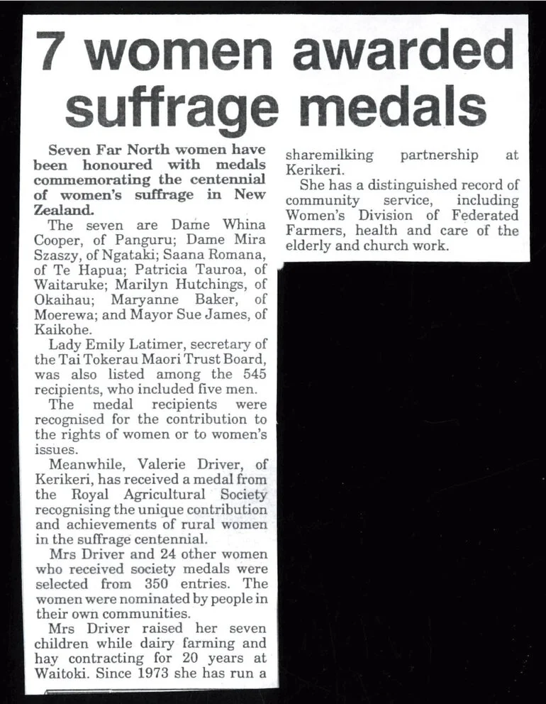 Image: 7 women awarded suffrage medals