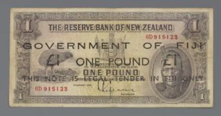 Image: Banknote, 1 Pound overprint, New Zealand / Fiji