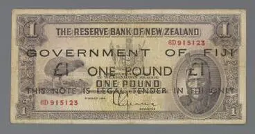 Image: Banknote, 1 Pound overprint, New Zealand / Fiji