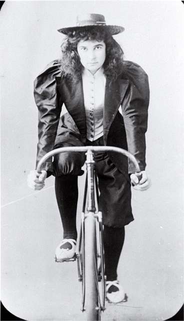 Image: Lady racing cyclist, Lancaster Park, Christchurch