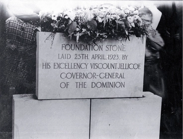 Image: The foundation stone of the Bridge of Remembrance