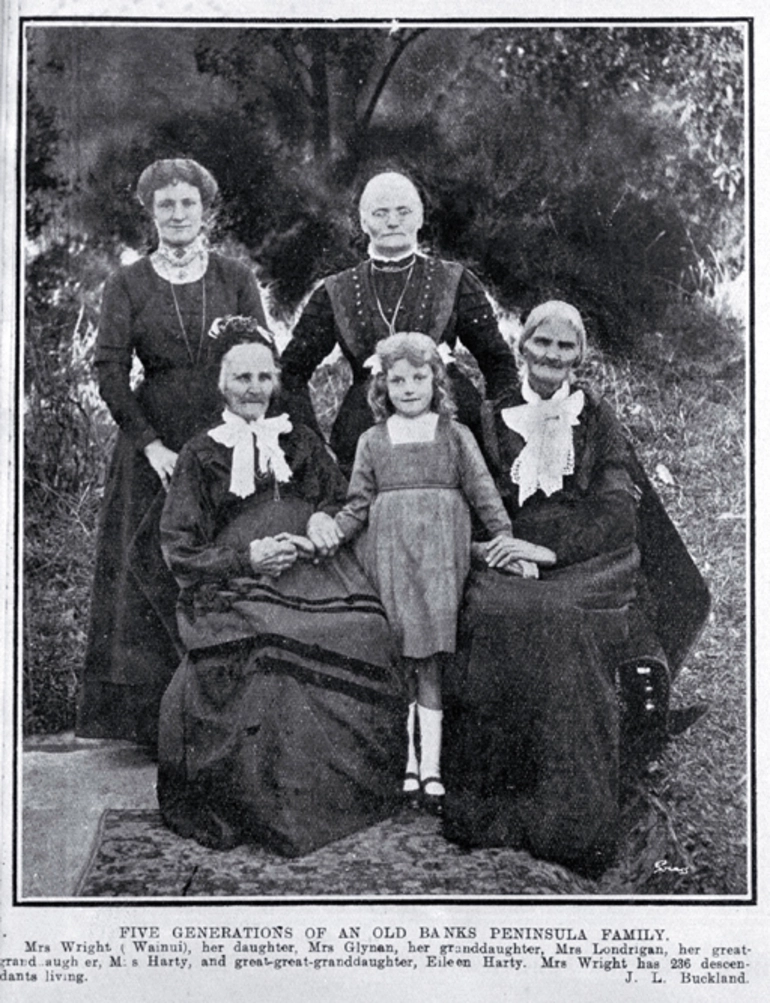 Image: Five generations of an old Banks Peninsula family, the Wrights