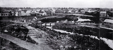 Market Place (later Victoria Square), Christchurch, 1862 : a panorama looking towards the north-east. Image: Market Place (later Victoria Square), Christchurch, 1862 : a panorama looking towards the north-east.