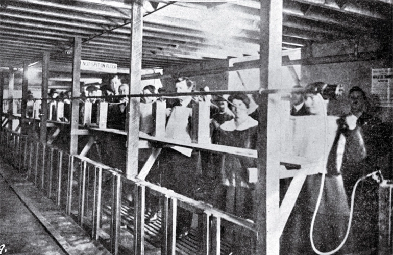 Image: People using the inhalation chamber in the Government Buildings in Cathedral Square, Christchurch