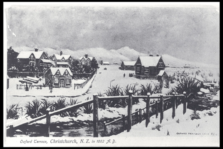 Image: Snow on Oxford Terrace, Christchurch