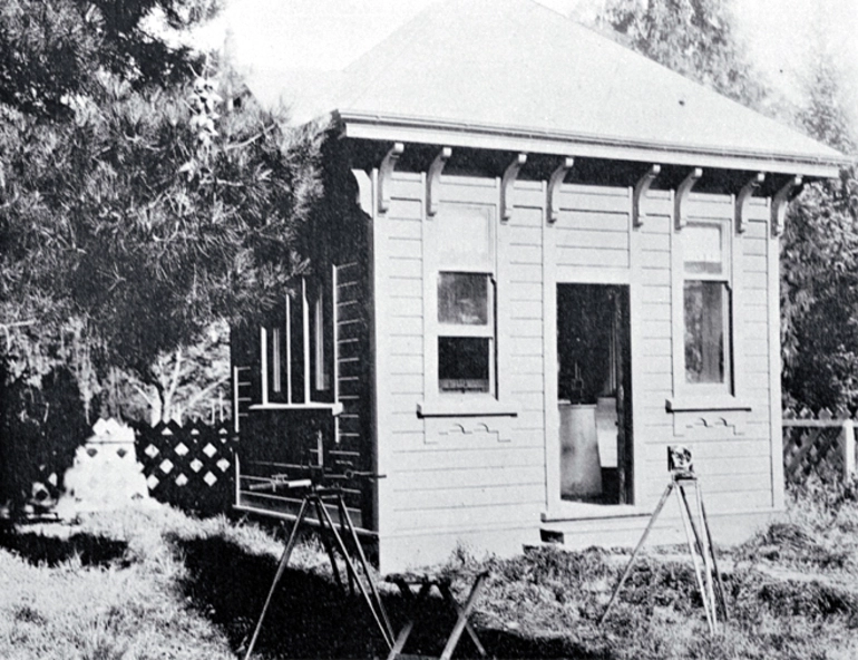 Image: Tripods in front of the Magnetory Observatory, Botanic Gardens