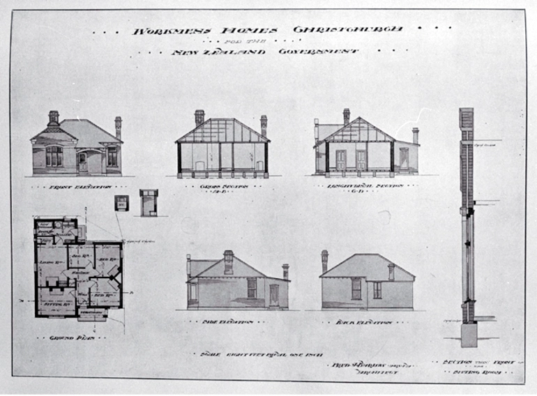 Image: Plans by architect Fred Barlow for workers' homes to be built in Sydenham under the Dwellings Act 1905