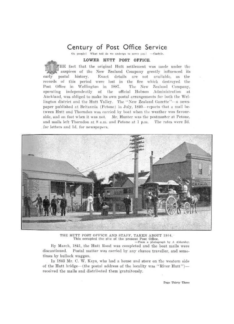 Image: Century of Post Office Service - Lower Hutt Past and Present (1941)