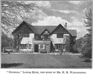 " Deerlea." Lower Hutt, the home of Mr. H. M. Waddington. Image: " Deerlea." Lower Hutt, the home of Mr. H. M. Waddington.