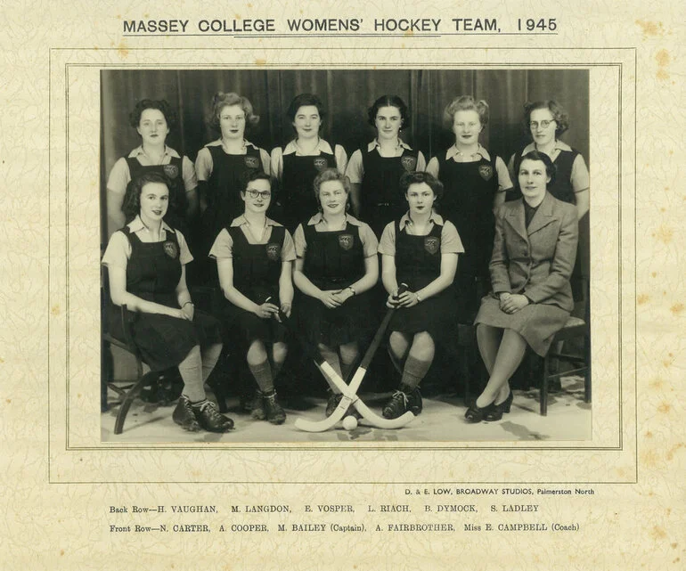 Image: Massey Agricultural College Women's Hockey Team, 1945