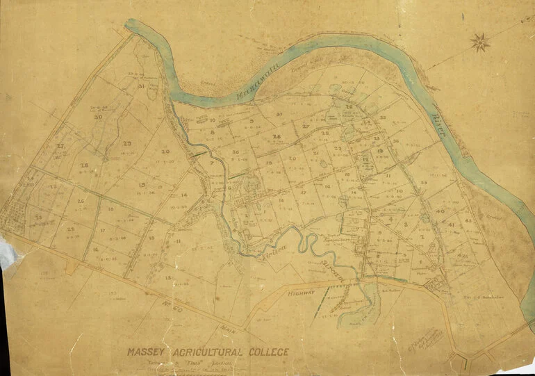 Image: Massey Agricultural College farm map, O.J. Dolan, 1931