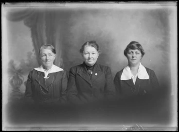 Image: Studio portrait of three unidentified women, probably Christchurch district