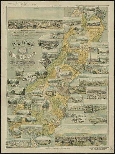 Image: Pictorial map of the Middle Island of New Zealand [cartographic material] : compiled from the latest government maps and statistical records.