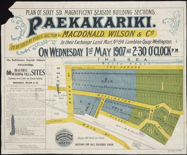 Image: Plan of sixty six magnificent seaside building sections, Paekakariki [cartographic material] / Middleton & Smith, authorised surveyors.