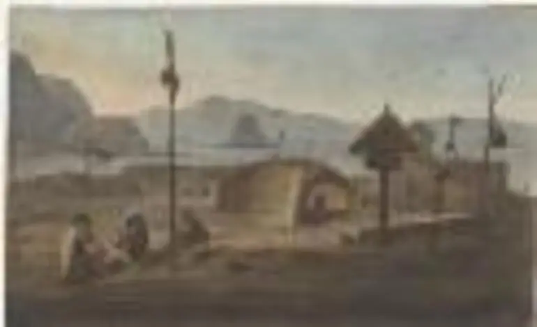 Image: The residence of Shulitea chief of Kororadika [i.e. Kororareka] Bay of Islands, New Zealand [picture] /