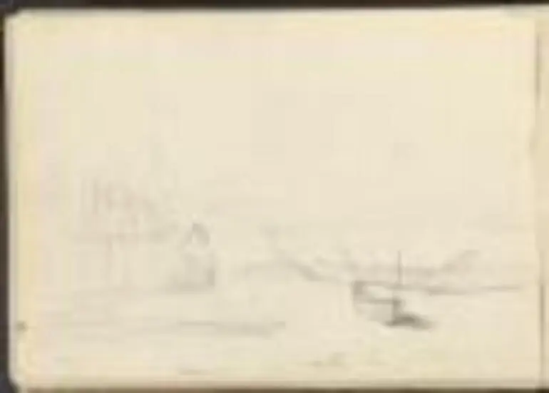 Image: Tararua Mountain from Pipitea pa, Petone in distance, Feb. 4, ca. 1844 [picture] /