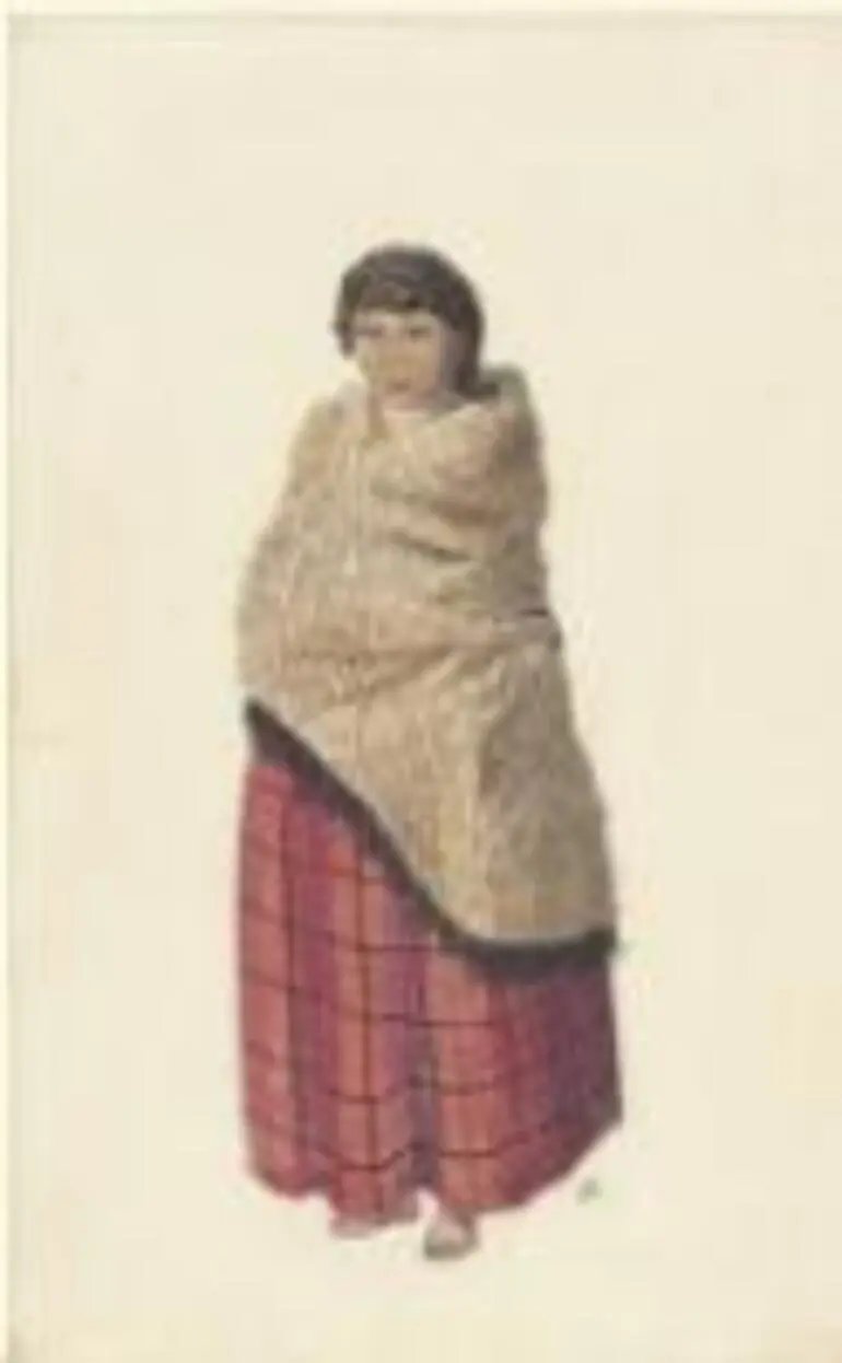 Image: [Maori girl in cloak and red tartan skirt] [picture] /