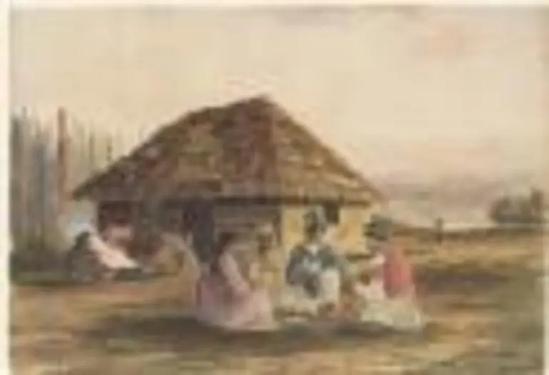 Image: [Maoris playing cards in front of hut] [picture] /