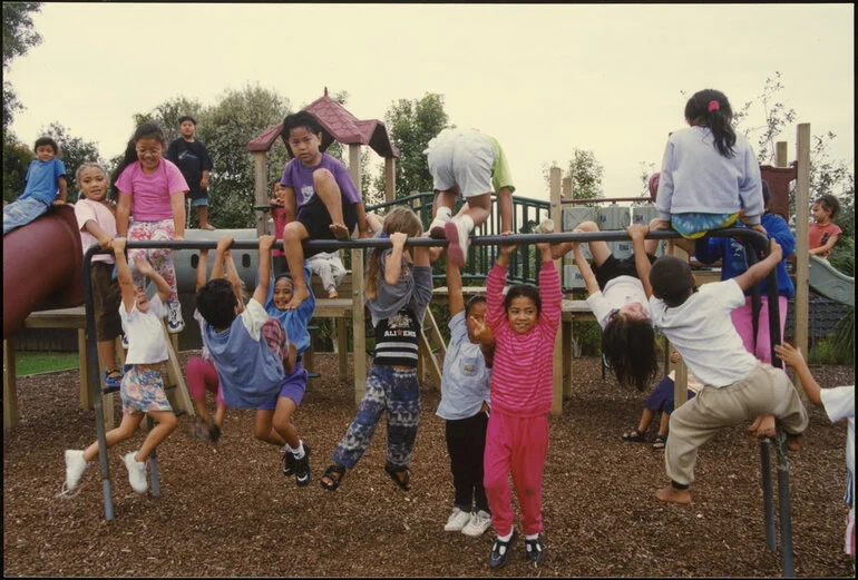 Image: Children on playground equipment