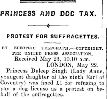 Image: PROCESS AND DOG TAX. (Mataura Ensign 23-5-1911)