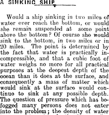 Image: A SINKING SHIP. (Mataura Ensign 19-4-1913)