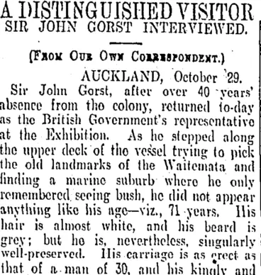 Image: A DISTINGUISHED VISITOR (Otago Daily Times 30-10-1906)