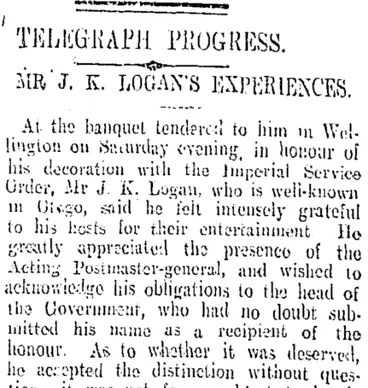 Image: TELEGRAPH PROGRESS. (Otago Daily Times 22-7-1909)