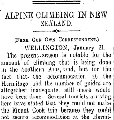 Image: ALPINE CLIMBING IN NEW ZEALAND. (Otago Daily Times 24-1-1910)
