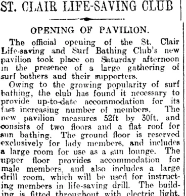 Image: ST. CLAIR LIFE-SAVING CLUB (Otago Daily Times 22-12-1914)