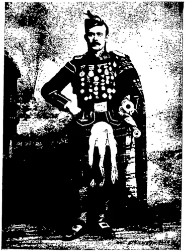 Image: J. M'KECHNIE, JUN.  Champion pipe player and Highland dancer. (For particulars see Athletic Column.) (Otago Witness, 01 January 1902)