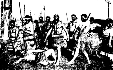 Image: ANOTHER ATTITUDE DURIXG COMBAT BY THE MAORIS (Otago Witness, 13 March 1907)