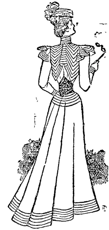 Image: COSTUME OF RESEDA CLOTH AND SATIN BANDS. (Auckland Star, 15 October 1898)