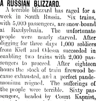 Image: A RUSSIAN BLIZZARD. (Clutha Leader 18-1-1901)