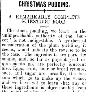 Image: CHRISTMAS PUDDING. (Clutha Leader 24-12-1907)