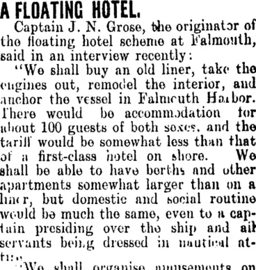 Image: A FLOATING HOTEL. (Clutha Leader 17-4-1908)