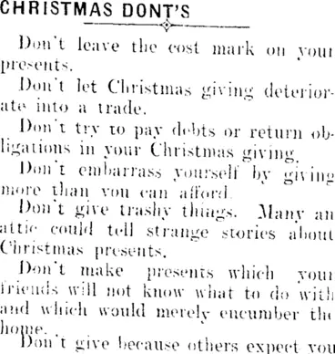 Image: CHRISTMAS DONT'S. (Clutha Leader 6-1-1911)