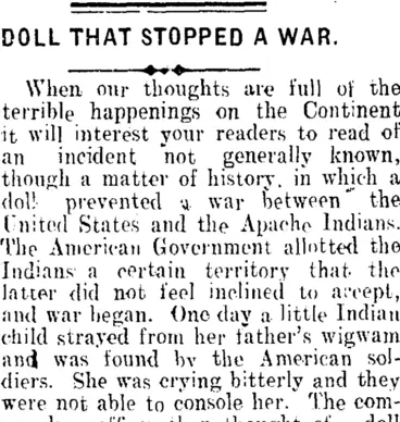 Image: DOLL THAT STOPPED A WAR. (Clutha Leader 10-12-1915)
