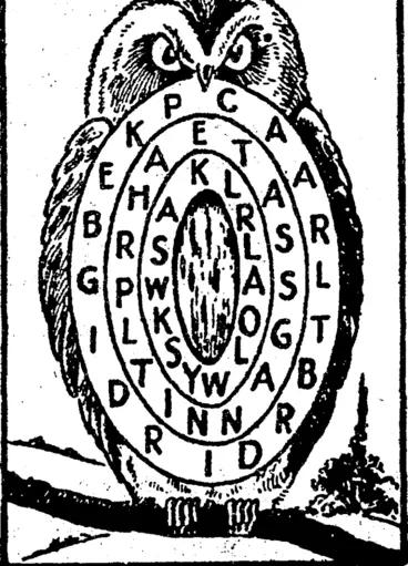 Image: By using alternate letters only, spelt the names of two fruits in each of the three circles. (Evening Post, 27 August 1938)