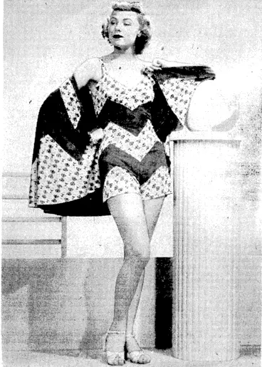 Image: Smart is the only word to describe this bathing suit and cape of plaid and printed celanese rayon jersey. (Evening Post, 07 January 1939)