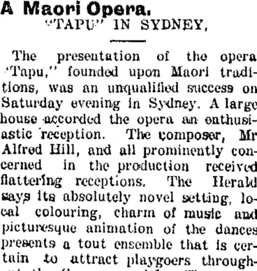 Image: A Maori Opera. (Taranaki Daily News 12-7-1904)