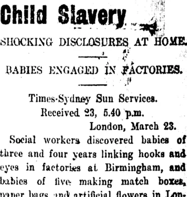 Image: Child Slavery (Taranaki Daily News 24-3-1914)