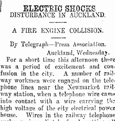 Image: ELECTRIC SHOCKS. (Taranaki Daily News 7-5-1914)