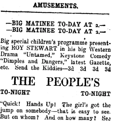 Image: Page 1 Advertisements Column 2 (Taranaki Daily News 21-10-1919)