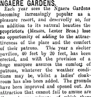 Image: NGAERE GARDENS. (Taranaki Daily News 17-12-1920)
