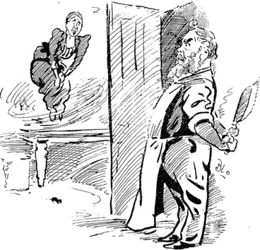 Image: Michael: ' A mouse, is it. Begorra, I thought it was a tiger escaped from the menagerie. Well, Mary Jane, you've got your vote and your women's rights : now kill your own blooming mice.' (Observer, 17 February 1894)
