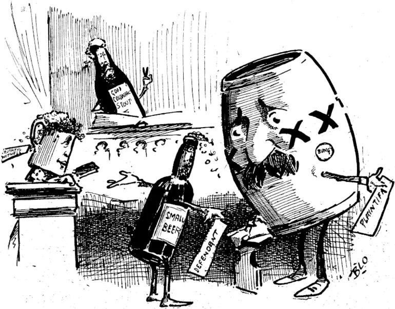 Image: A Bottle Battle of Beer and Bung. (Observer, 23 March 1901)