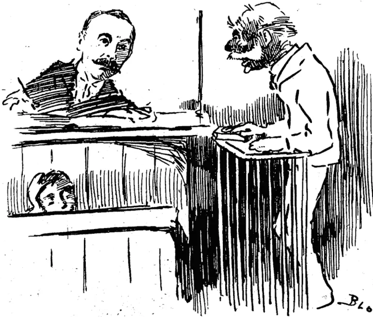 Image: KNUW MURPHX WELL. : .  Magistrate/to witness for applicant for Old Age Pension); Do von swear that ��� you know the applicant, Michael Murphy, mho has made application for an increase  <V pcnyitn^BS. yon may well say that I do. Me and him mere thot in the same leg in the Maori / (Observer, 27 May 1905)