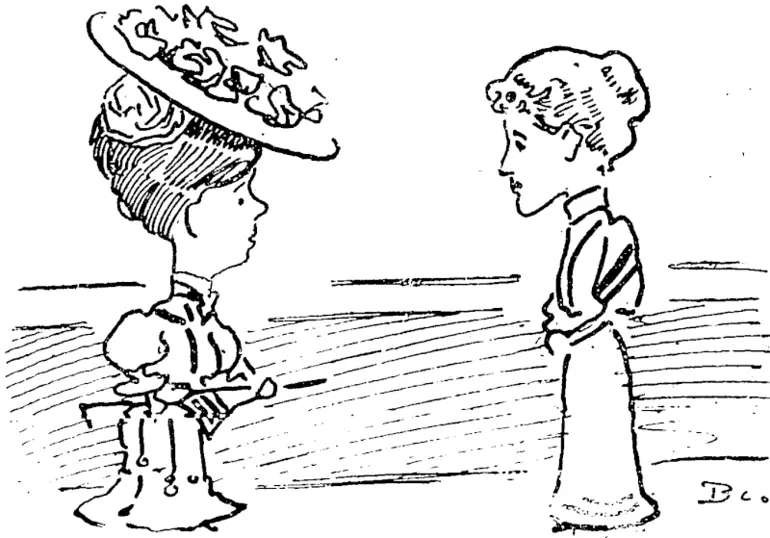 Image: KNEW HMR MEDIOCRITY.  " What wages do you pay, mum?"  " I'm willing to pay you whatever you are worth."  " / never worked for as little as that, mum. Good-day to you." (Observer, 13 October 1906)