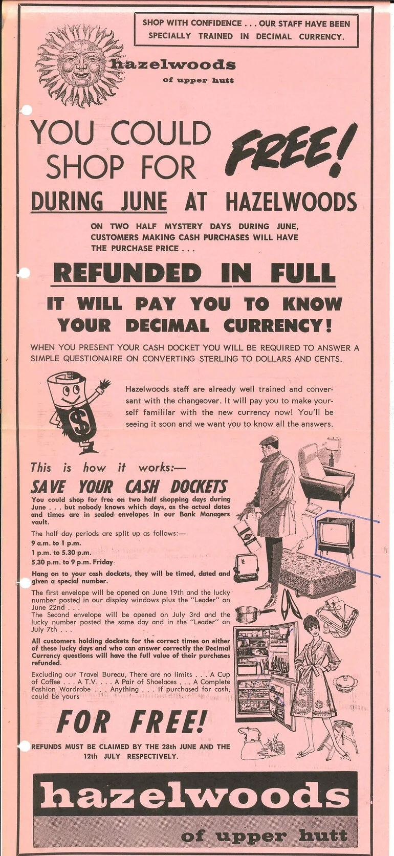 Image: Hazelwoods decimal currency promotion, 1967