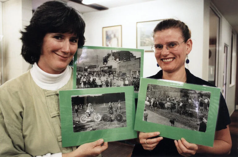 Image: Library; Nicola Frean and Kini Piper with a heritage resource kit for schools.